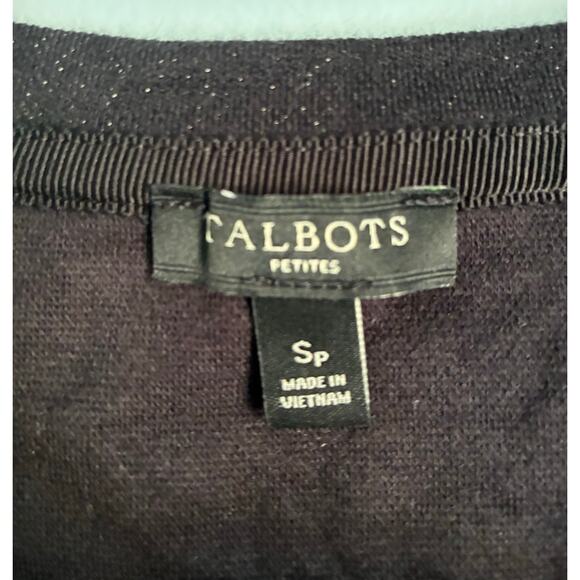 Talbots Petite Small Black Lace Adorned Knit Top - Picture 6 of 8